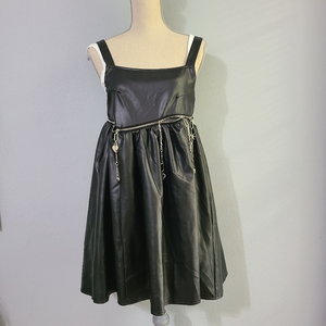 Marchen Holding Black Faux‎ Leather Dress with Zipper/Decorative Hardware Medium